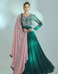 Intricately Sequin Embroidered Ombre Anarkali Set