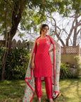 Intricately Handcrafted Kurta with A Printed Contrasting Dupatta