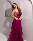 Plum Saree