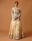 Beige Embroidered Jacket With Lehenga And Dupatta