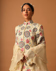 Beige Embroidered Jacket With Lehenga And Dupatta