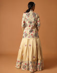 Beige Embroidered Jacket With Lehenga And Dupatta