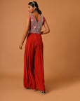 Red Embroidered Jumpsuit