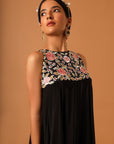 Balck A Line Embroidered Dress