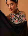 Balck A Line Embroidered Dress