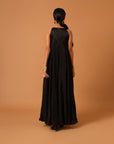 Balck A Line Embroidered Dress
