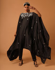 Black Embroidered Kaftan With Pants