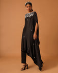 Black Embroidered Kaftan With Pants