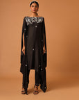 Black Embroidered Kaftan With Pants
