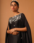 Black Embroidered Kaftan With Pants