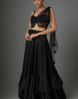 Pipe Embroidered Layerd Lehenga