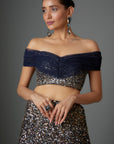 Navy Blue Sequinse Lehenga