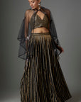 Black Gerogette Gota Patti Skirt
