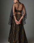 Black Gerogette Gota Patti Skirt