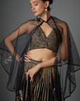 Black Gerogette Gota Patti Skirt
