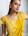 Yellow Blossom Drape Pant Set