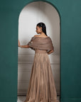 Golden Petal Embroidered Gown