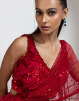 Scarlet Bloom Drape Saree