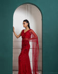 Scarlet Bloom Drape Saree
