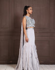 Silver Petal Embellished Lehenga Set