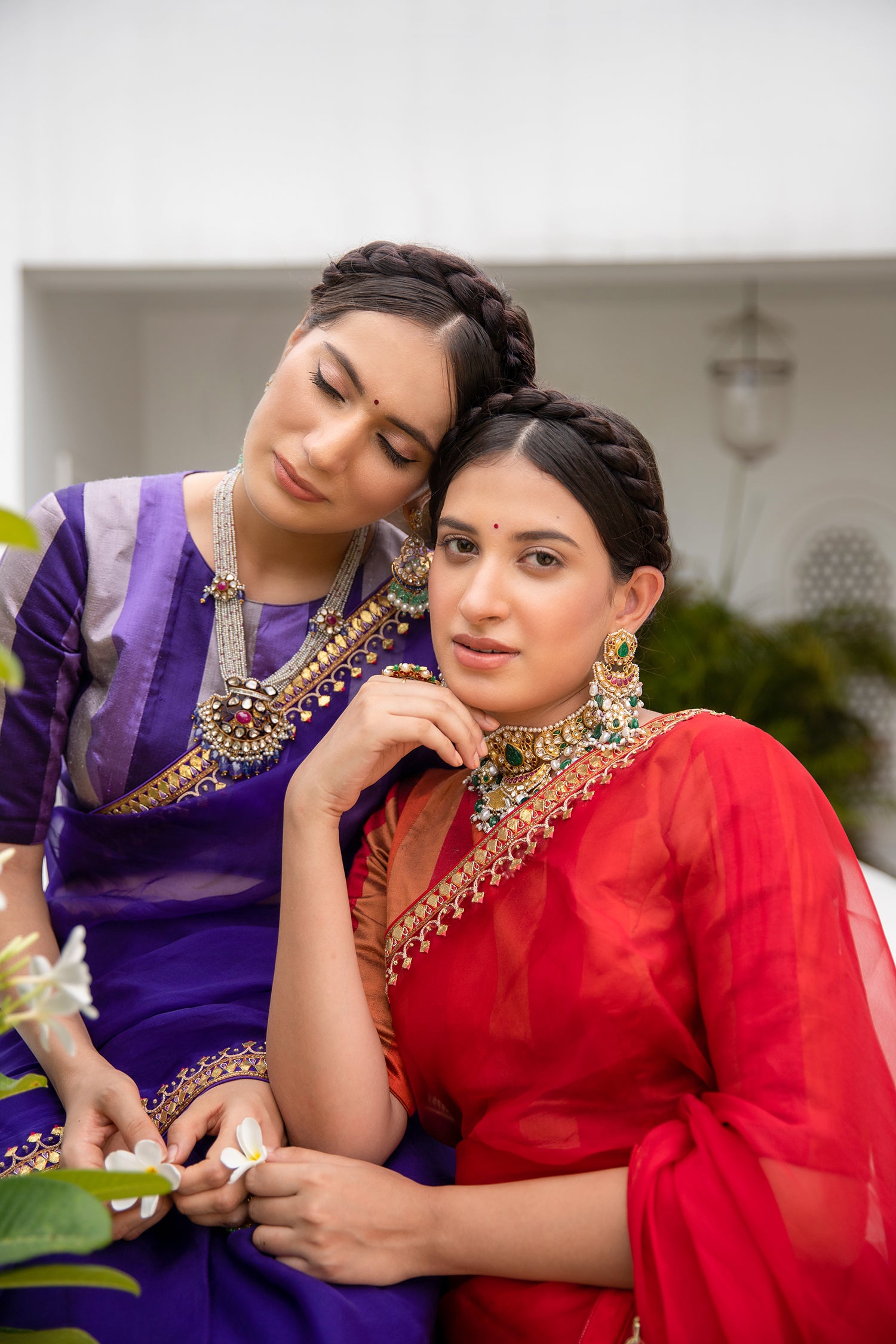 Red Gota Patti Border Saree Set