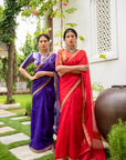 Red Gota Patti Border Saree Set
