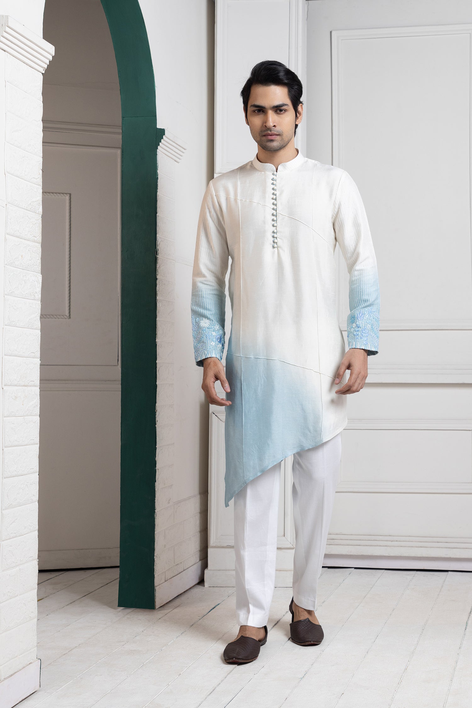 Ivory-Sky Ombre Kurta Set