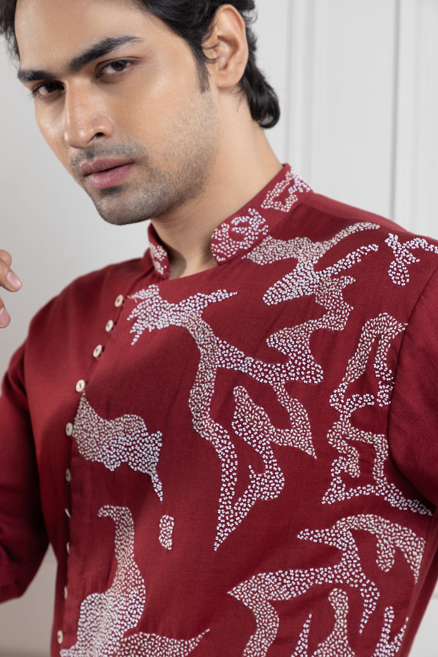 Scarlet Vine Embroidered Kurta