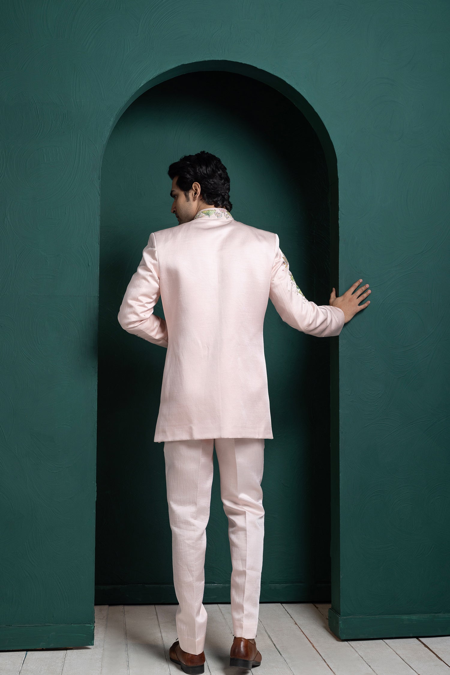 Pastel Lotus Embroidered Bandhgala