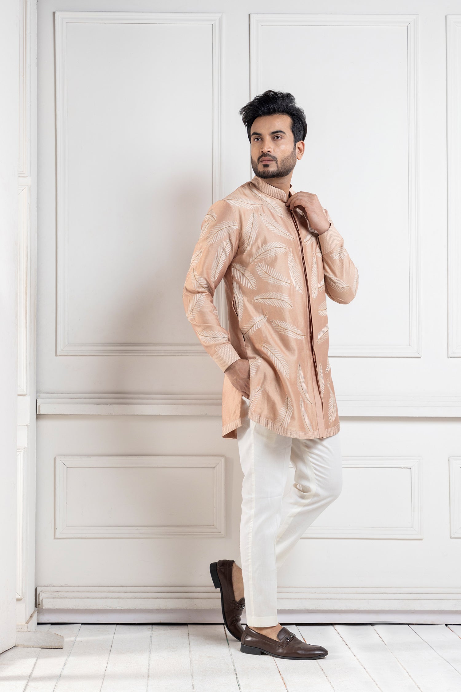 Golden Palm Silk Kurta