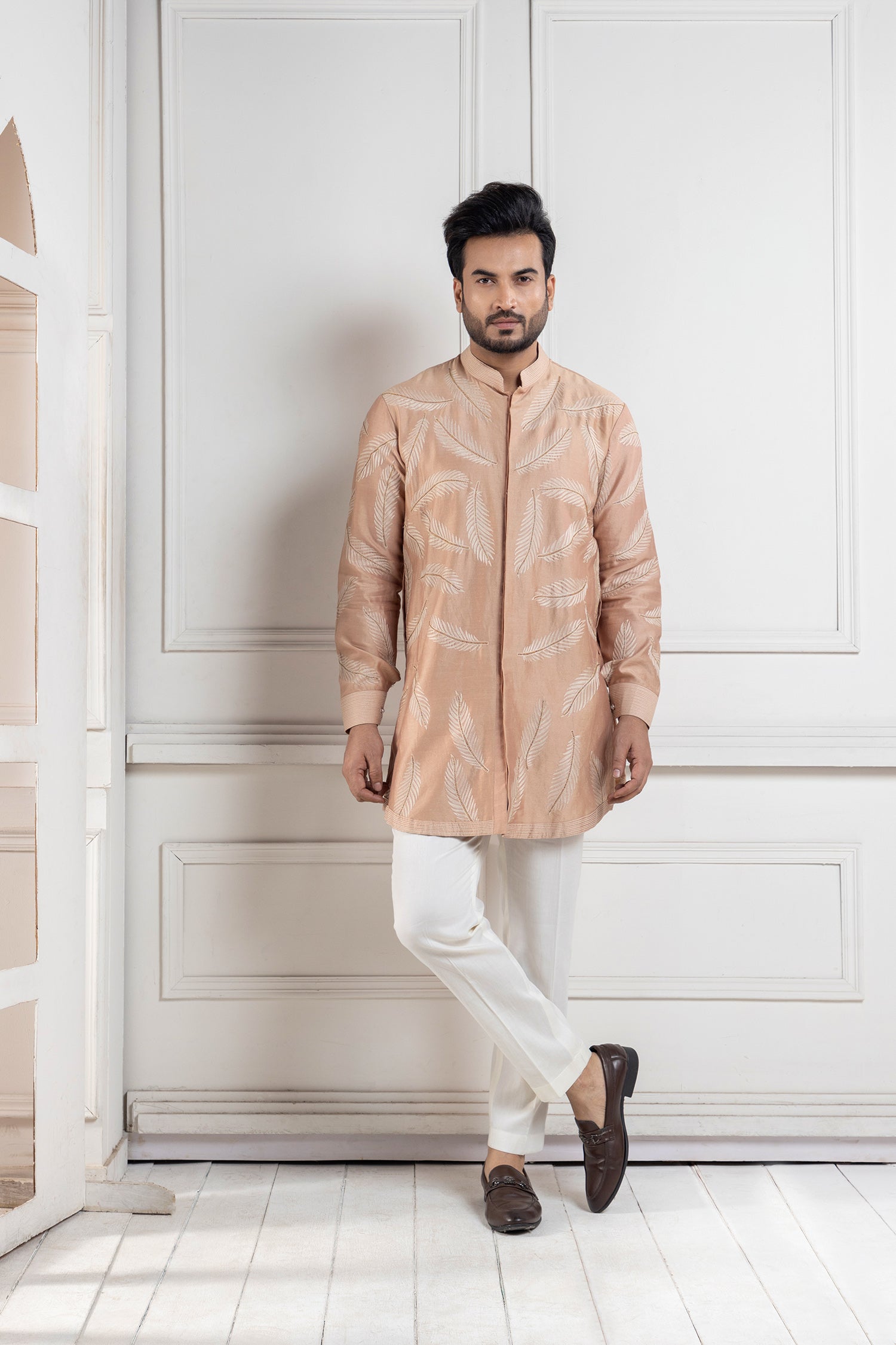 Golden Palm Silk Kurta
