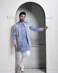 Azure Bloom Embroidered Nehru