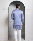 Azure Bloom Embroidered Nehru