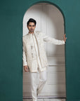 Regal Ivory Layered Kurta Jacket Ensemble