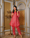 Chanderi Silk Co-ord Set - Red