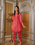 Chanderi Silk Co-ord Set - Red