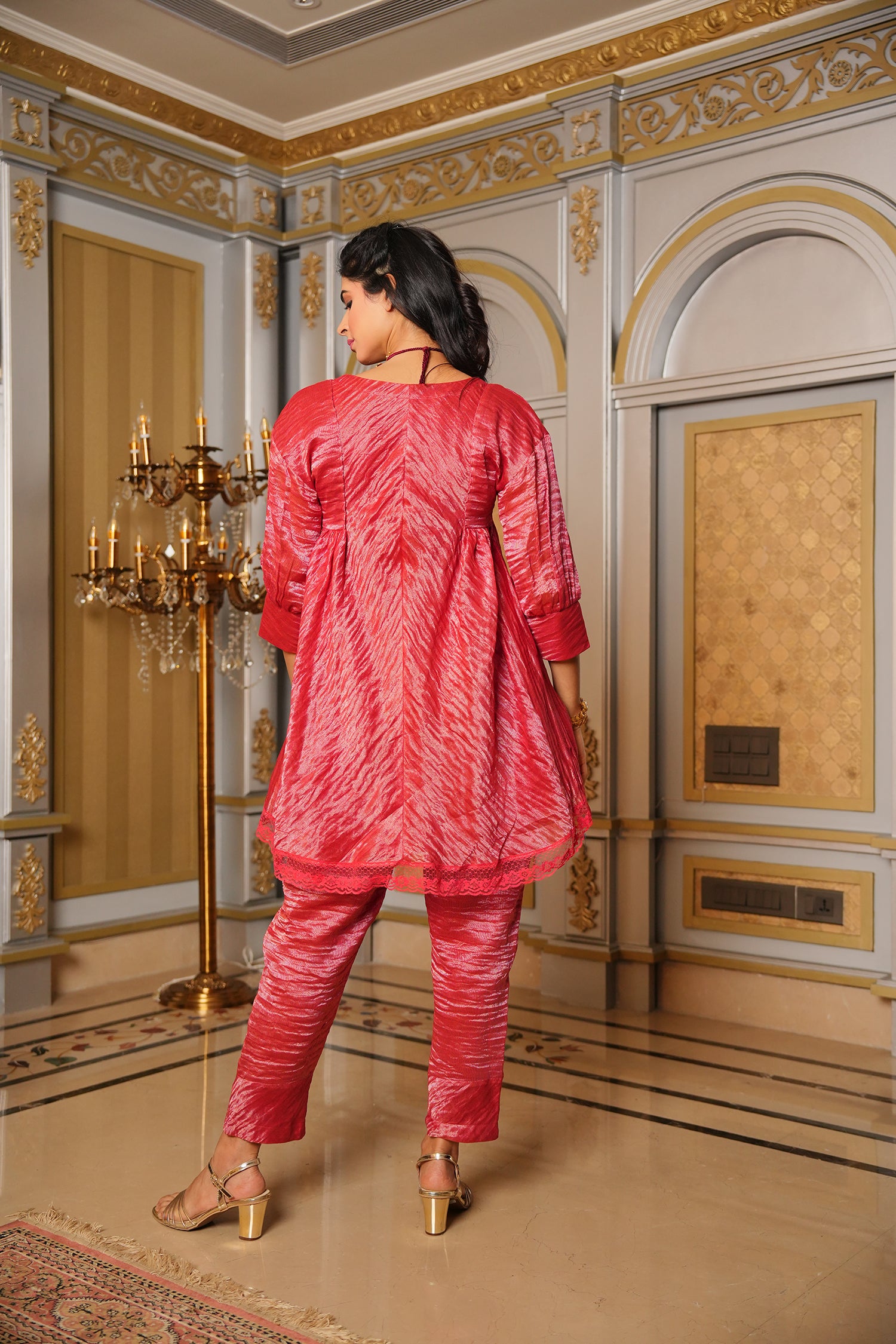 Chanderi Silk Co-ord Set - Red