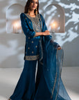 Teal Blue Sharara Set