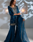 Teal Blue Sharara Set