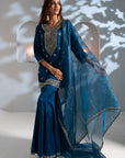 Teal Blue Sharara Set