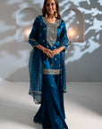 Teal Blue Sharara Set