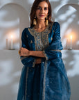 Teal Blue Sharara Set