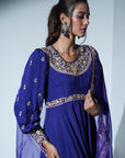 Indigo Anarkali Suit Set