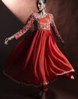 Orange Anarkali Suit Set