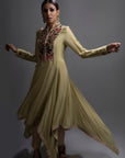 Deira Asymmetric Kurta With Jute Pants