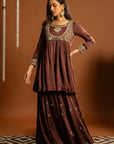 Brown Sharara Set