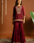 Maroon Sharara Set
