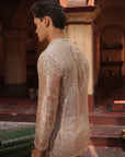 Rishabh Nude Silk Chanderi  Kurta Set