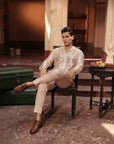 Rishabh Nude Silk Chanderi  Kurta Set