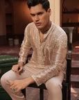 Rishabh Nude Silk Chanderi  Kurta Set